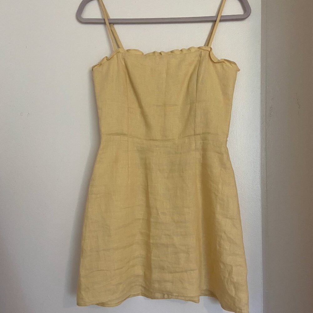 Reformation Ava Linen Mini Dress Parmesan